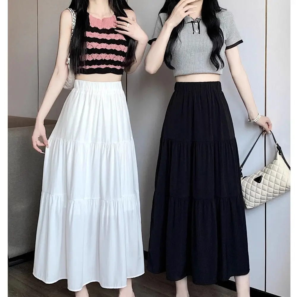 

Fashion Tiered Long Skirt A-Line Elastic Waist Maxi Skirt Flowy Pleated Boho Skirt Girls