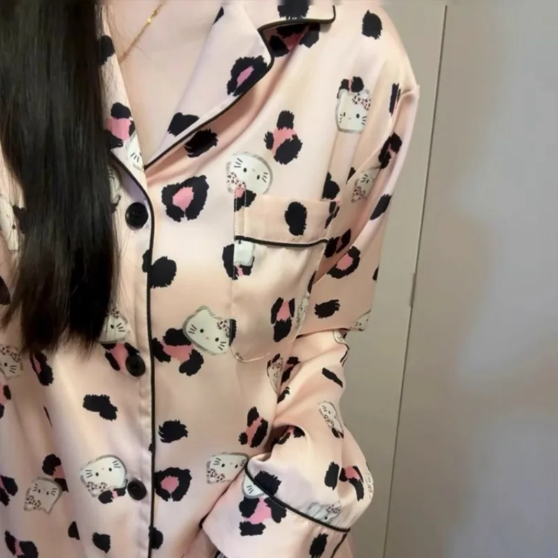 

Весенне-осенние новые милые пижамы с героями мультфильмов «Hello Kitty», женские хлопковые брюки с длинными рукавами и облаками, домашняя одежда