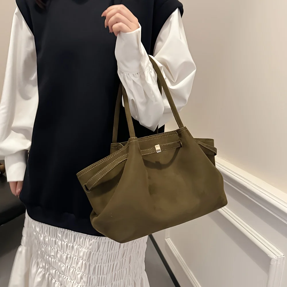 Autumn and Winter Deerskin Velvet Underarm Bag Women\'s New Large Capacity Vintage Tote Bag Fashion All-Matching Female Commuter