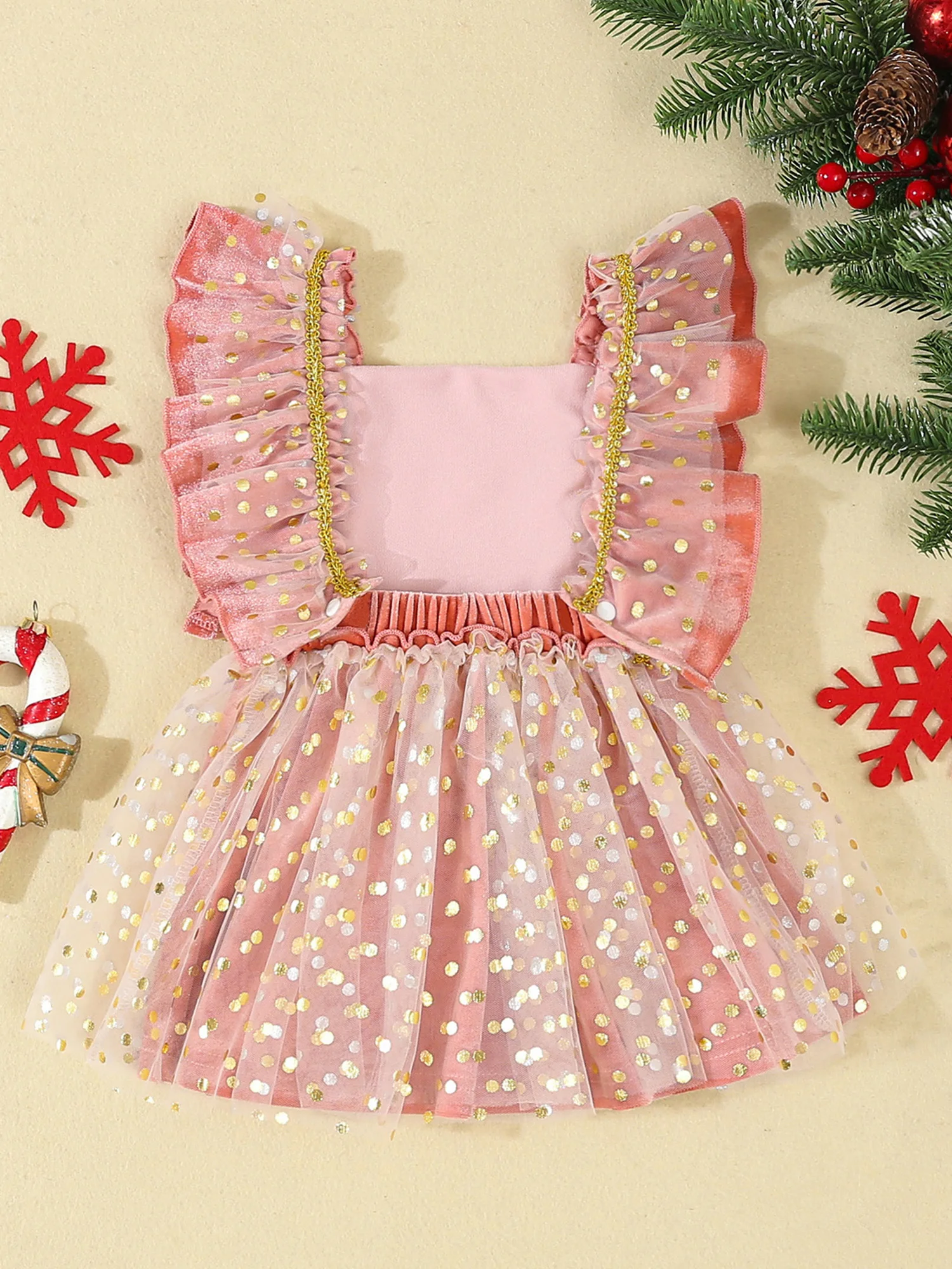 

Toddler Girls Sleeveless Dress with Bow Detail and Ruffled Square Neckline Adorable Cartoon Print A-Line Dress with Mesh Hem