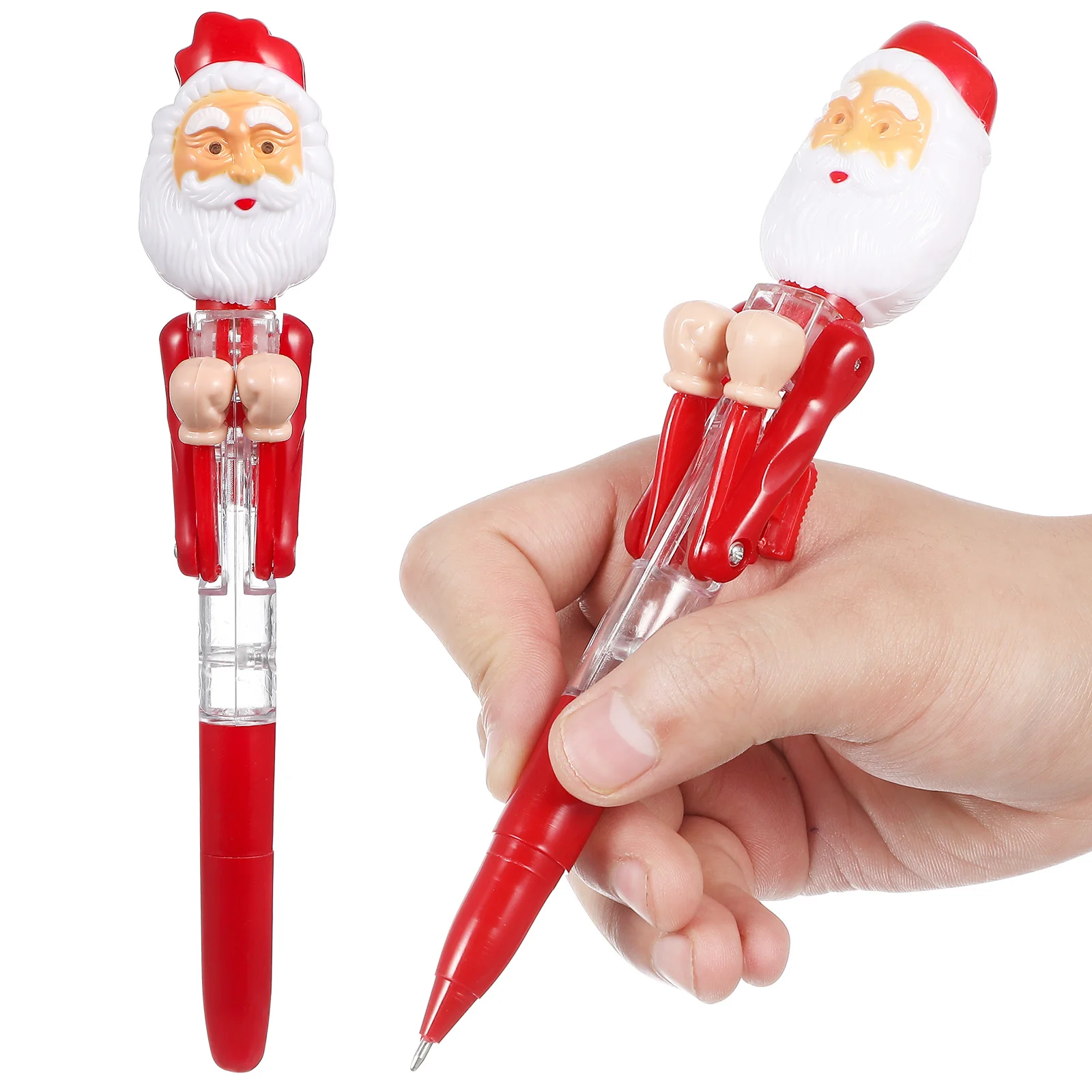 

2 Pcs Table Top Christmas Trees Old Man Boxing Pen Students Ballpoint Pens Toys Present Prize Red Party Elder