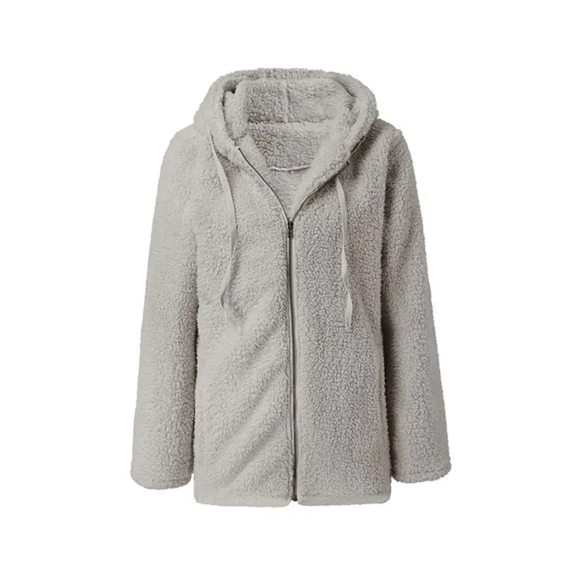 CYL-Giacca calda leggera da donna con cappuccio Plzip Up Cappotto invernale in pile con tasche