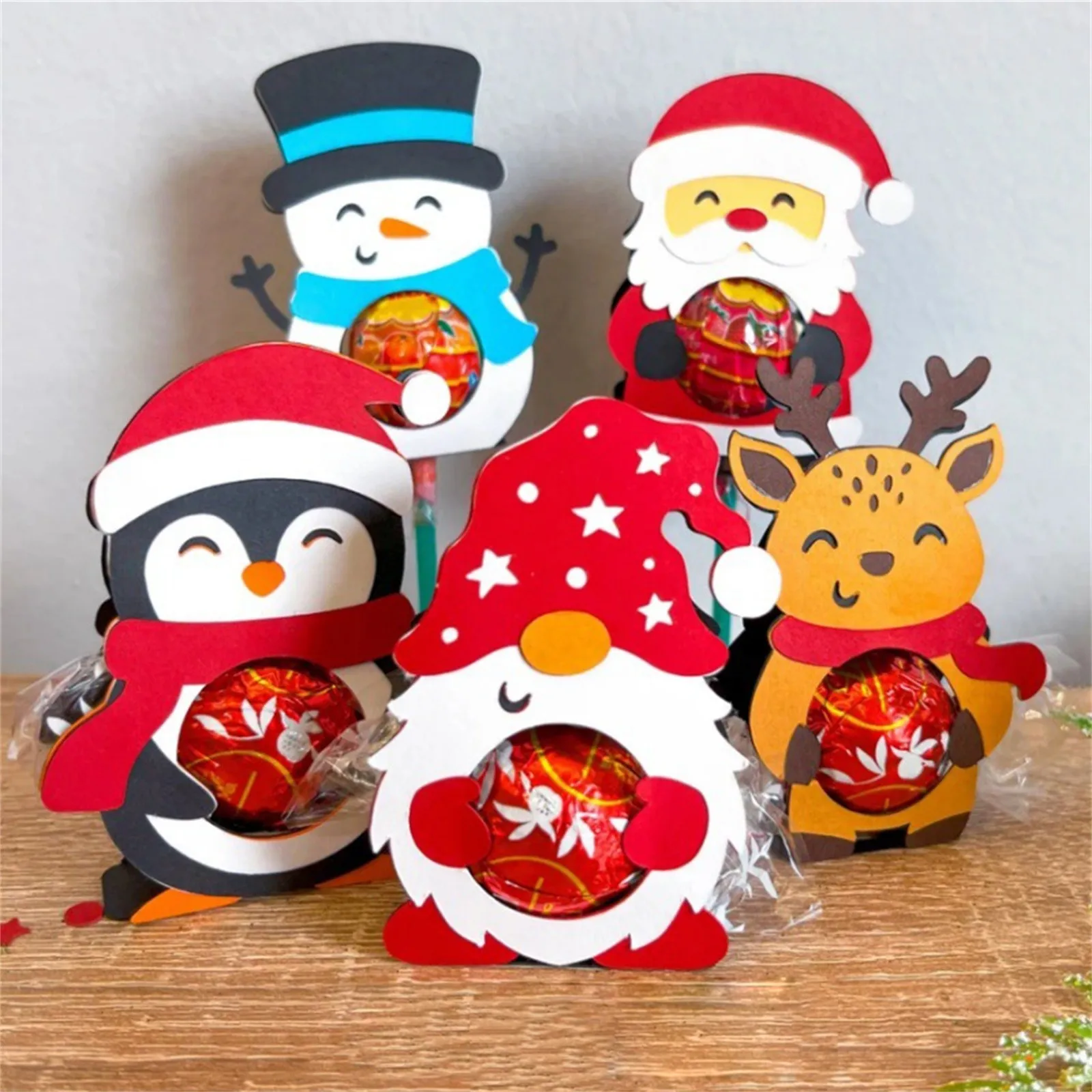 

2024 New Paper Christmas Lollipop Fruit Rack Decorations Christmas Snowman Gifts Small Gifts For Kids