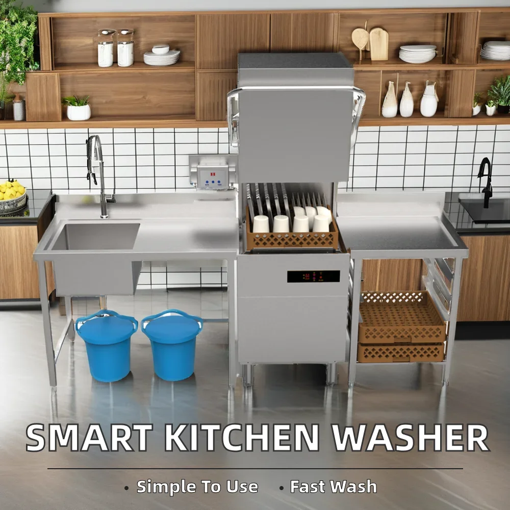 Macchine da cucina commerciali Lavastoviglie industriale indipendente in acciaio inossidabile Soluzioni per lavastoviglie per ristoranti di hotel