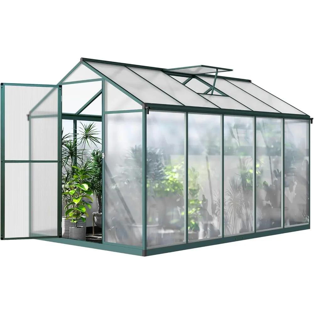 6.25 X 10 Ft Greenhouse for Outdoors with Quick Structure, Aluminum Alloy & Polycarbonate Green House