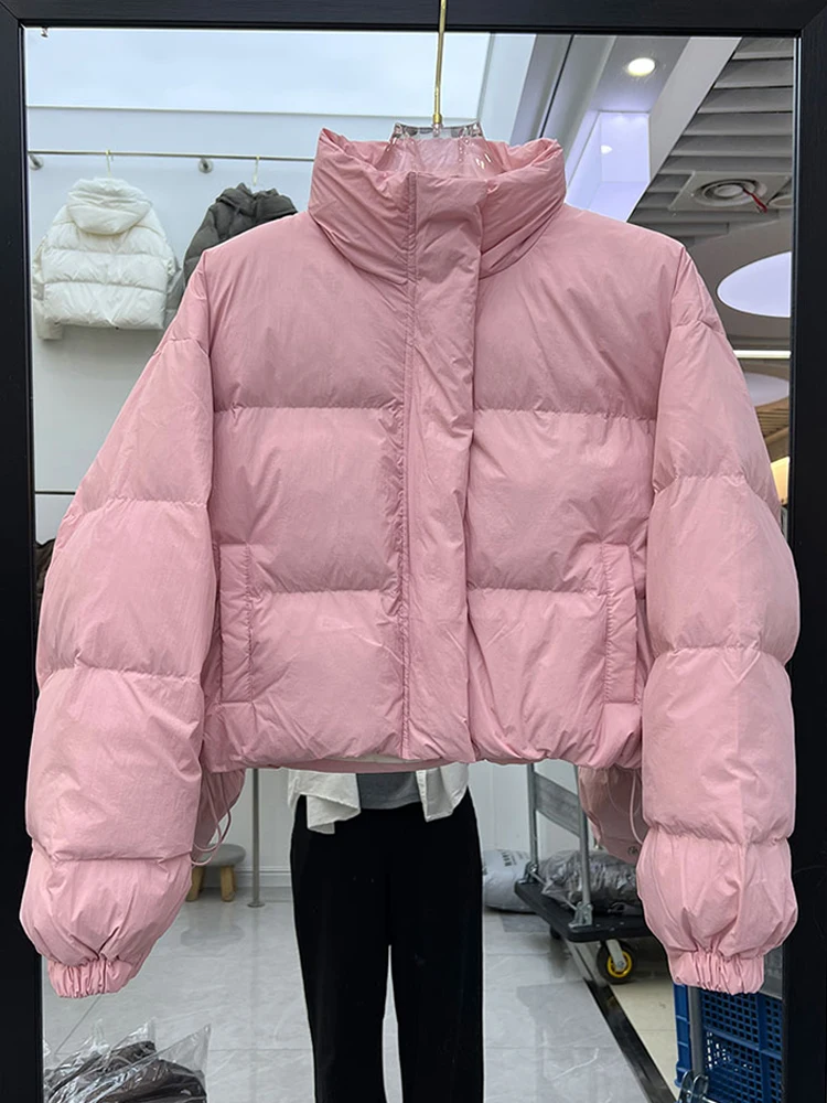 Winter neue koreanische Version kurzer Stil Stehkragen Daunenjacke Damen dicker warmer und gemütlicher weißer Entendaunenmantel trendy