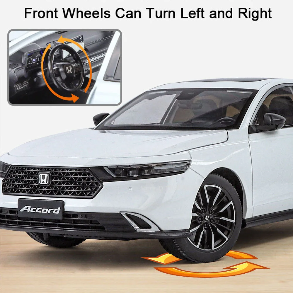 1:18 honda accord modelo de carro de brinquedo em miniatura liga diecast 6 portas abertas puxar para trás som luz simulação veículo brinquedos crianças presentes