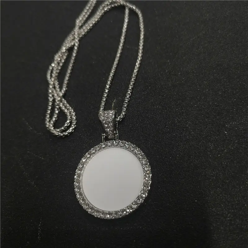 sublimation blank round photo necklaces pendants  hot transfer printing blank consumables 20pcs/lot