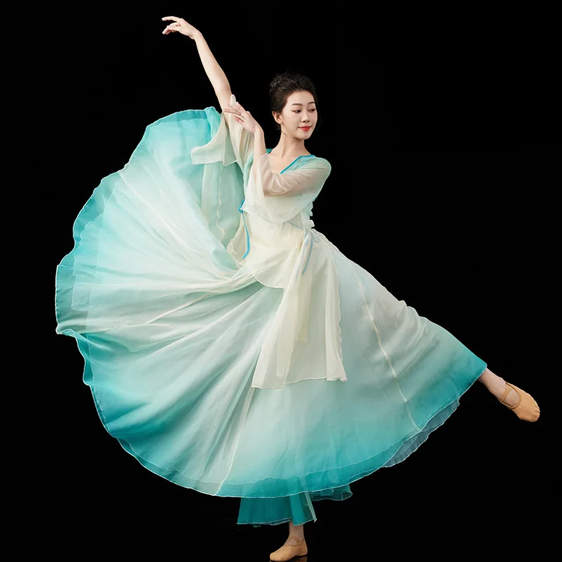 

720 Degree Oversized Skirt Hem Classical Dance Dress Chinese Style Performance Costume Elegant Gradient Color Dresess for Women