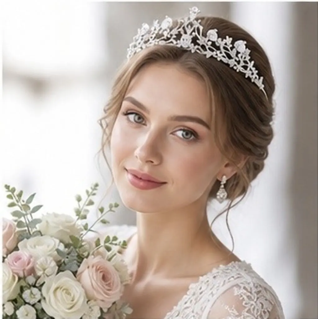 Delicate Bride Crown Exquisite Decorative Wedding Tiara Comfortable Hair Ornament for Wedding Bridal Events Elegant Shiny