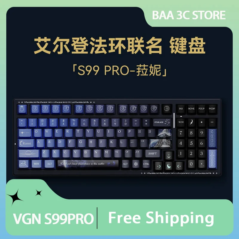 Vgn S99PRO Joint Mechanical Keyboard Three Mode Aluminium Alloy Customization Gasket Hot Swap Low Delay Esports Gaming Keyboard