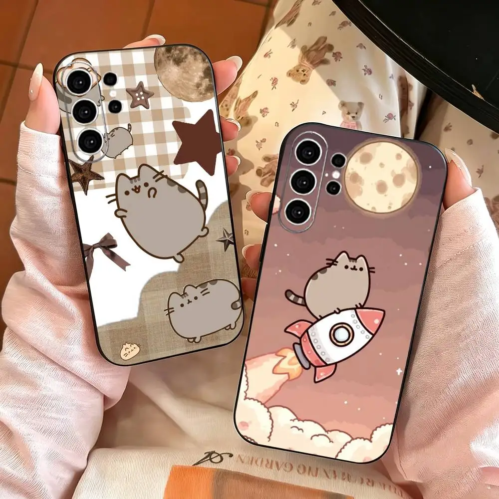 Cute Cat For P-Pusheenes-es   Phone Case For Samsung S25,S24,S21,S22,S23,S30,Ultra,S20,Plus,Fe,Note,10,9,5G Black Cover