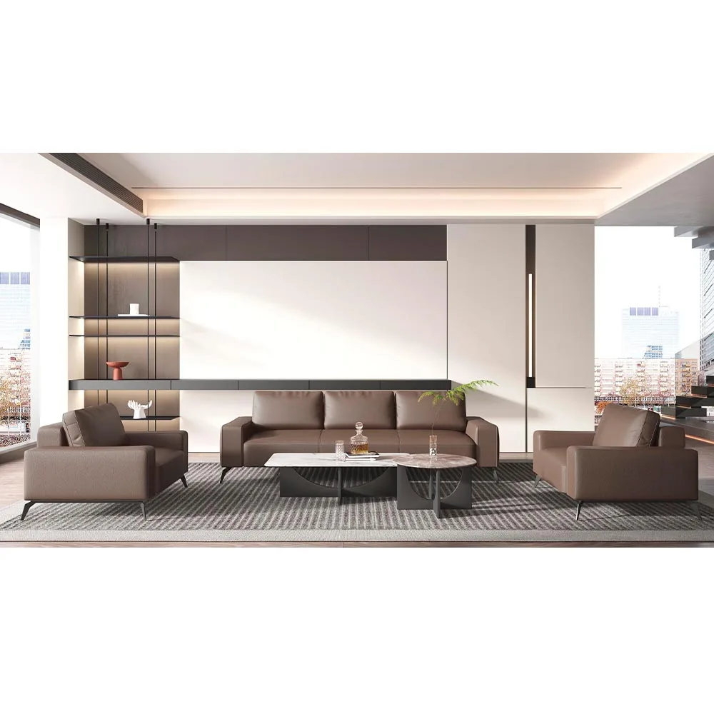 Customized Commercial Leather Sofa Modern Office Sofa Set Modern Living Room Furniture Modular Relaxing Sofa