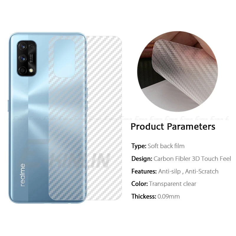 5pcs Soft 3D Carbon Fiber Back Cover Protective Film For Realme 11 11x 10 Pro Plus 10T Rear Screen Protector Not Tempered Glass