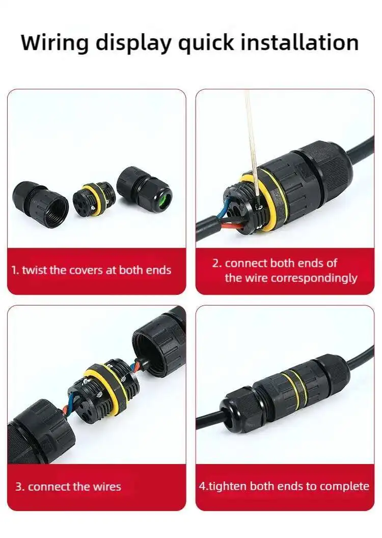 IP68 Wasserdichte Klemmenblöcke Outdoor Regenfeste Drahtverbinder Lötfreie LED-Lampen Elektrische Kabelverbindungen Schnellverbinder – Detail 10