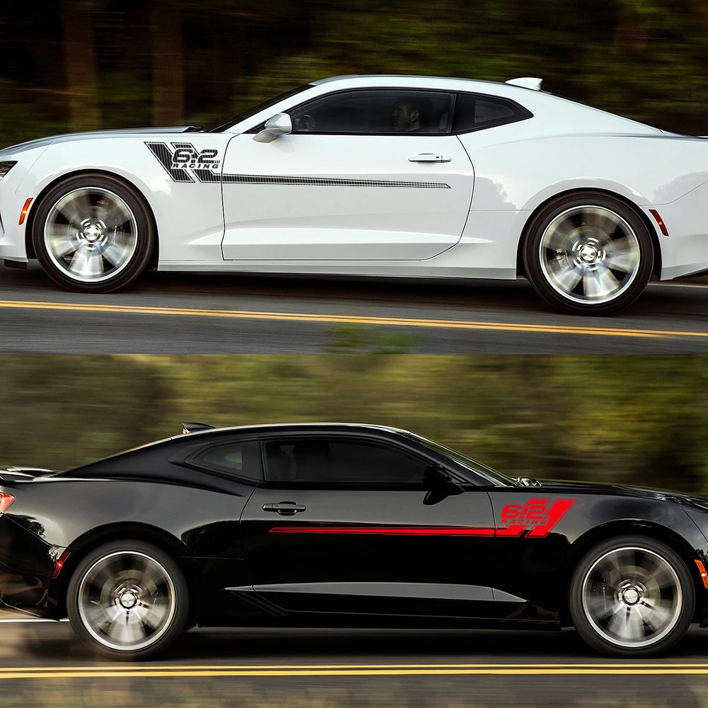 2 قطعة باب السيارة الجانب العلوي شريط ملصق 6.2 سباق الخصر خط الجسم ملصق مائي اكسسوارات لشروليه كامارو 2010-2022 SS LT RS