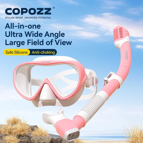 Imagen 2 del producto COPOZZ-mascarilla de buceo profesional, máscara de visión completa, conjunto de máscara de snorkel subacuática, snorkel de natación, equipo de buceo antiniebla HD