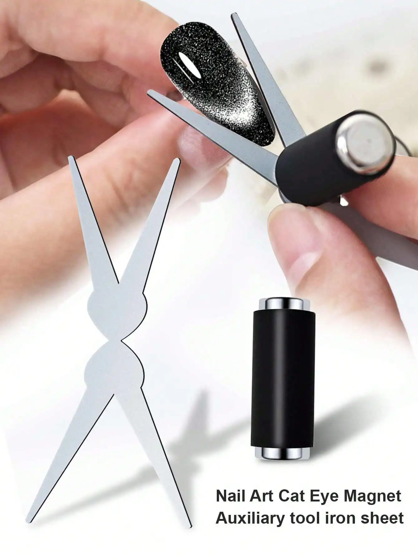 

1pc 3 In 1 Cat Eye Magnet For Cat Eye Gel Polish, Includes Magnetic Nail Tool, Double-Head Magnet Pen &Amp; Rabbit-Shaped Guide