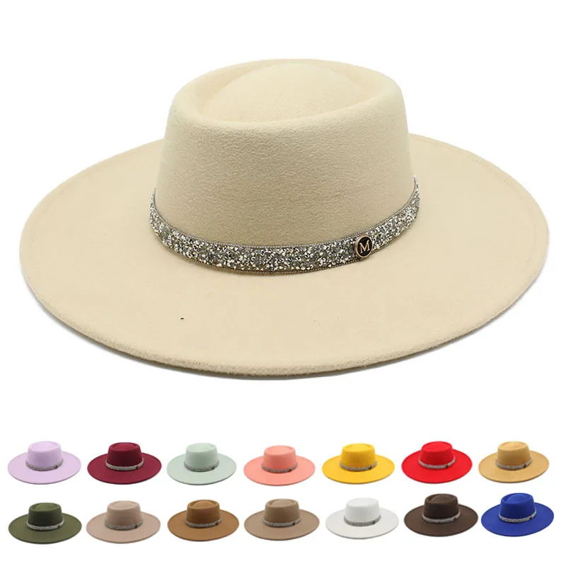 

Cross Border New Arrival 9 5cm Hat Brim Wool Woolen Hat Concave Convex Top Men S And Women S Top Hat Wide Brim Felt Hat