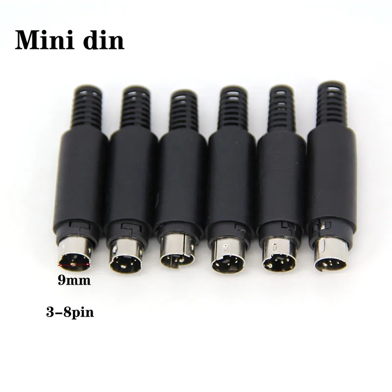 Mini DIN Male Plug 3/4/5/6/7/8 PIN Chassis Cable Mount D Connector Socket 3-8Pin Welding Wire S Terminal Mini PS2 Male handle s1