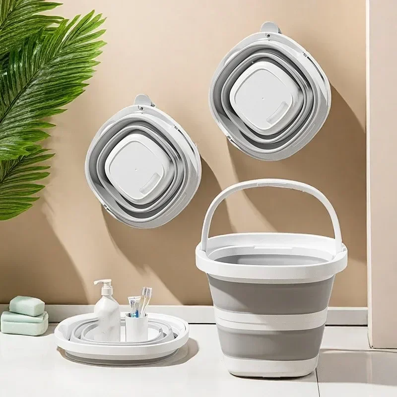 

Универсальное складное ведро для воды с ручкой, бытовое силиконовое ведро для путешествий, рыбалки, портативное ведро для воды