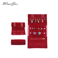Organizador de joyas de viaje, bolsa enrollable, almacenamiento portátil, estuche para pendientes, soporte para anillo, pulsera, bolsa plegable con cremallera