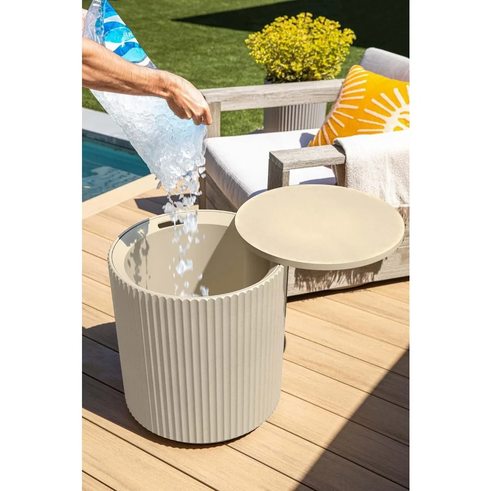 Outdoor Cooler Side Table - 2 in 1 - Designed for use as Outdoor Side Table, Patio Table, Outdoor Patio Decor and Outdoo Bar