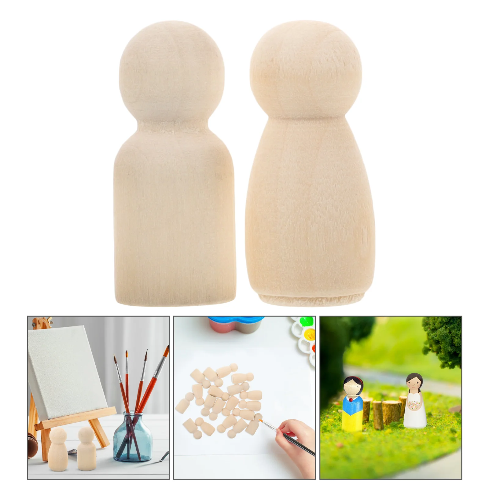 20 Pcs Small Unfinished Wooden Man Children Graffiti Puppet Toys (35mm Boy + 35mm Girl, 10 Pcs Each)