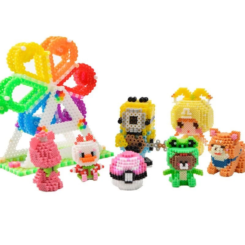 Perler Hama-juego de cuentas de hierro 3D para niños, hecho a mano juguete creativo, manualidades, regalo, tiene tablero de clavija grande, 2,6mm