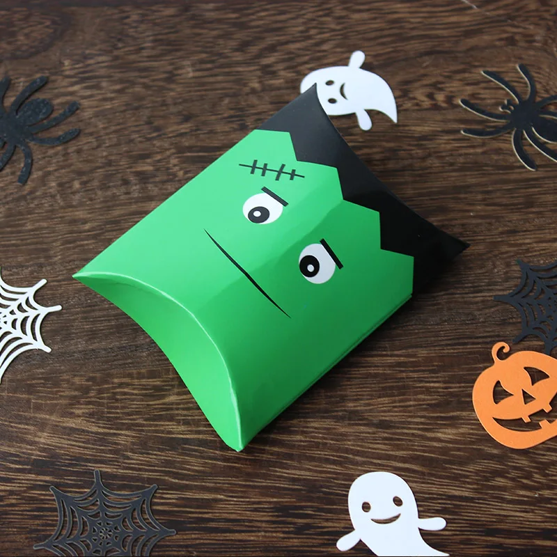 10 Stück Halloween-Kissenförmige Süßigkeitenbox Geschenkbox, Halloween-Kürbis-Geister-Hexen-Geschenkbox – Detail 8