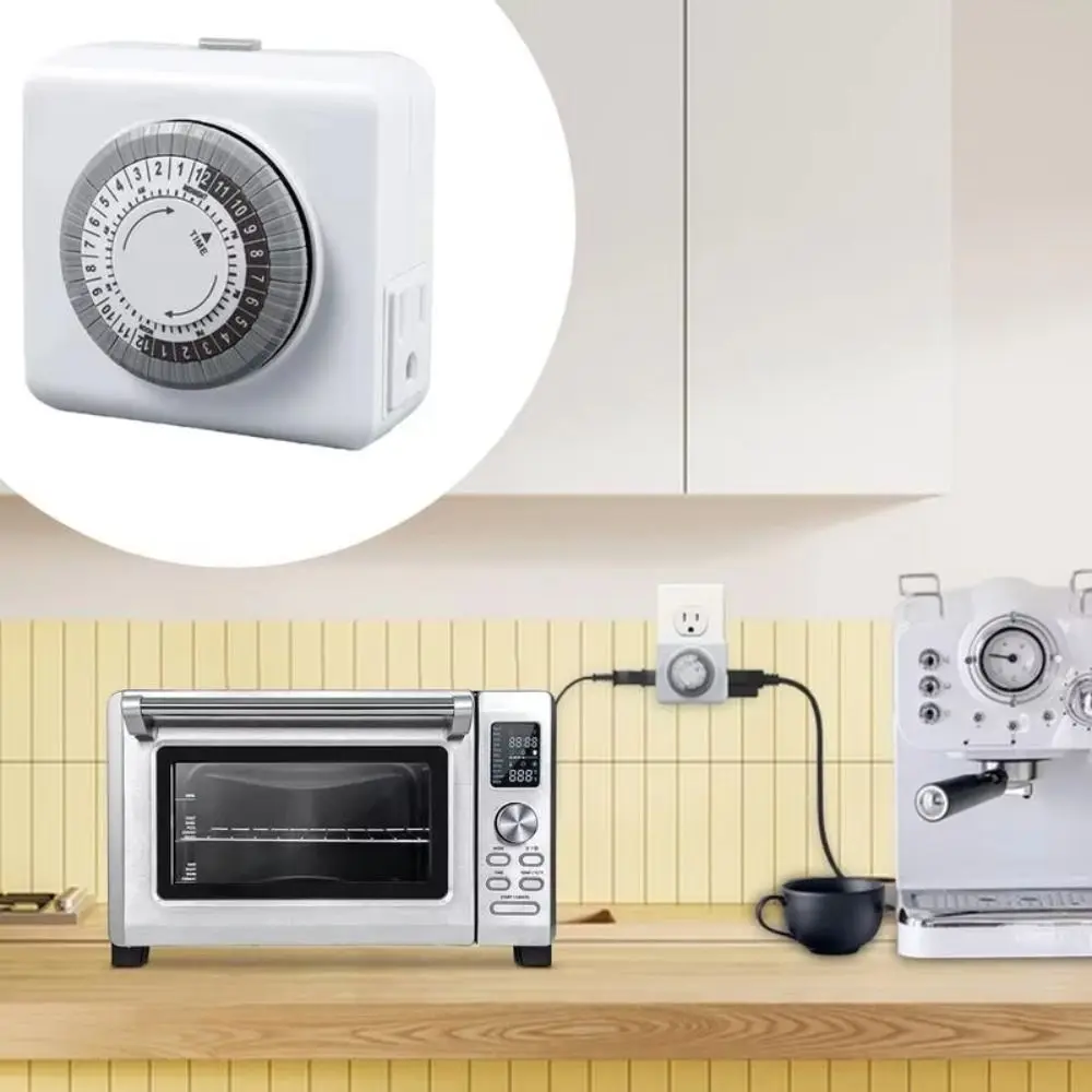 24-Hour Cycle Mechanical Timer 30-Minute Intervals 15A 1250W Outlet Timer Overload Protection High-power