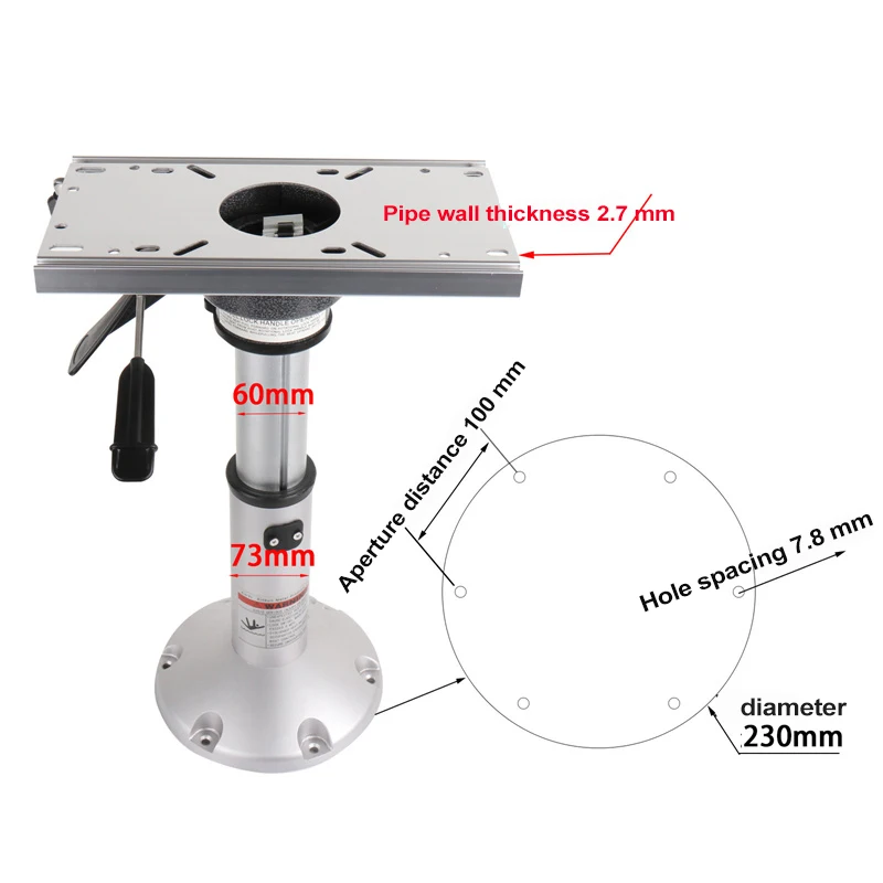 Aluminum Alloy Boat Seat Pedestal ,Adjustable Height 13-18 inches