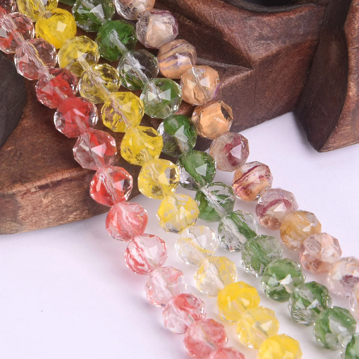 10pcs Glossy 10mm Shiny Round Faceted Crystal Lampwork Glass Loose Beads For Jewelry Making DIY Bracelet Findings