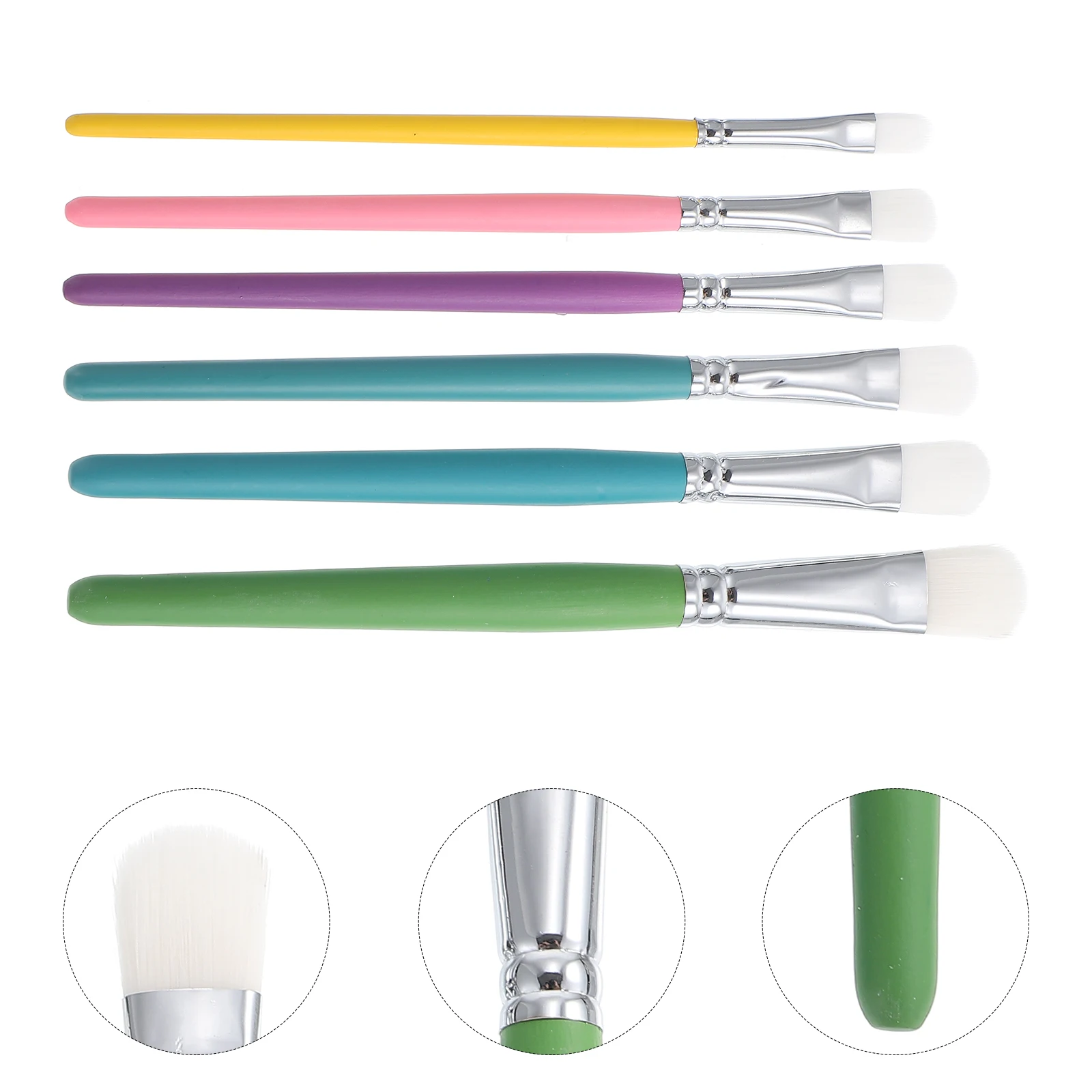 

6Pcs Kids Paint Brushes Wooden Aluminum Nylon Small Brush Watercolor Oil Painting Drawing Tools for Children Creative Art