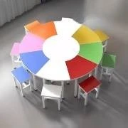 Octagon desk and chair psychological room consultation table fan group activities table and chair student