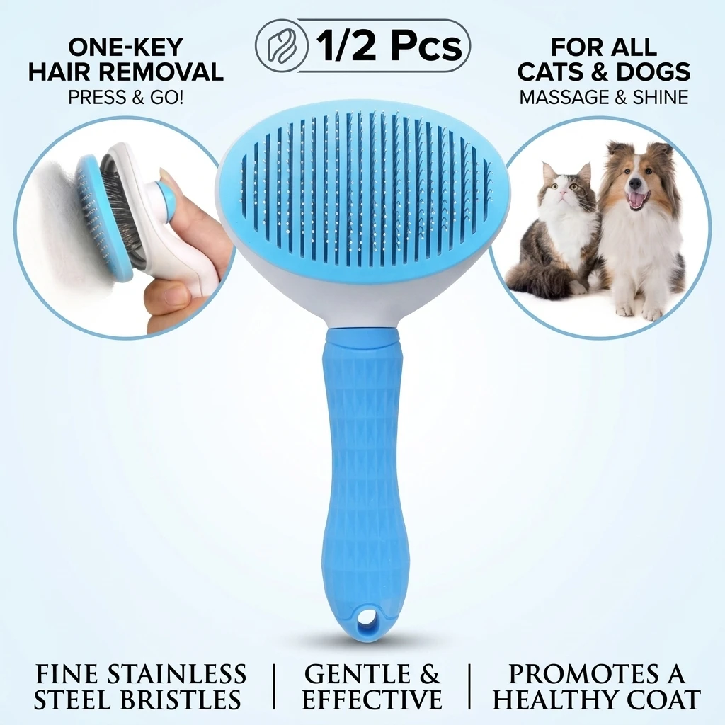 1/2Pcs Self-cleaning Pet Hair Remove Comb Cat Slicker Brush Pet Hair Removal Comb Cats Grooming Brushes Dog Combs Pet Accessorie
