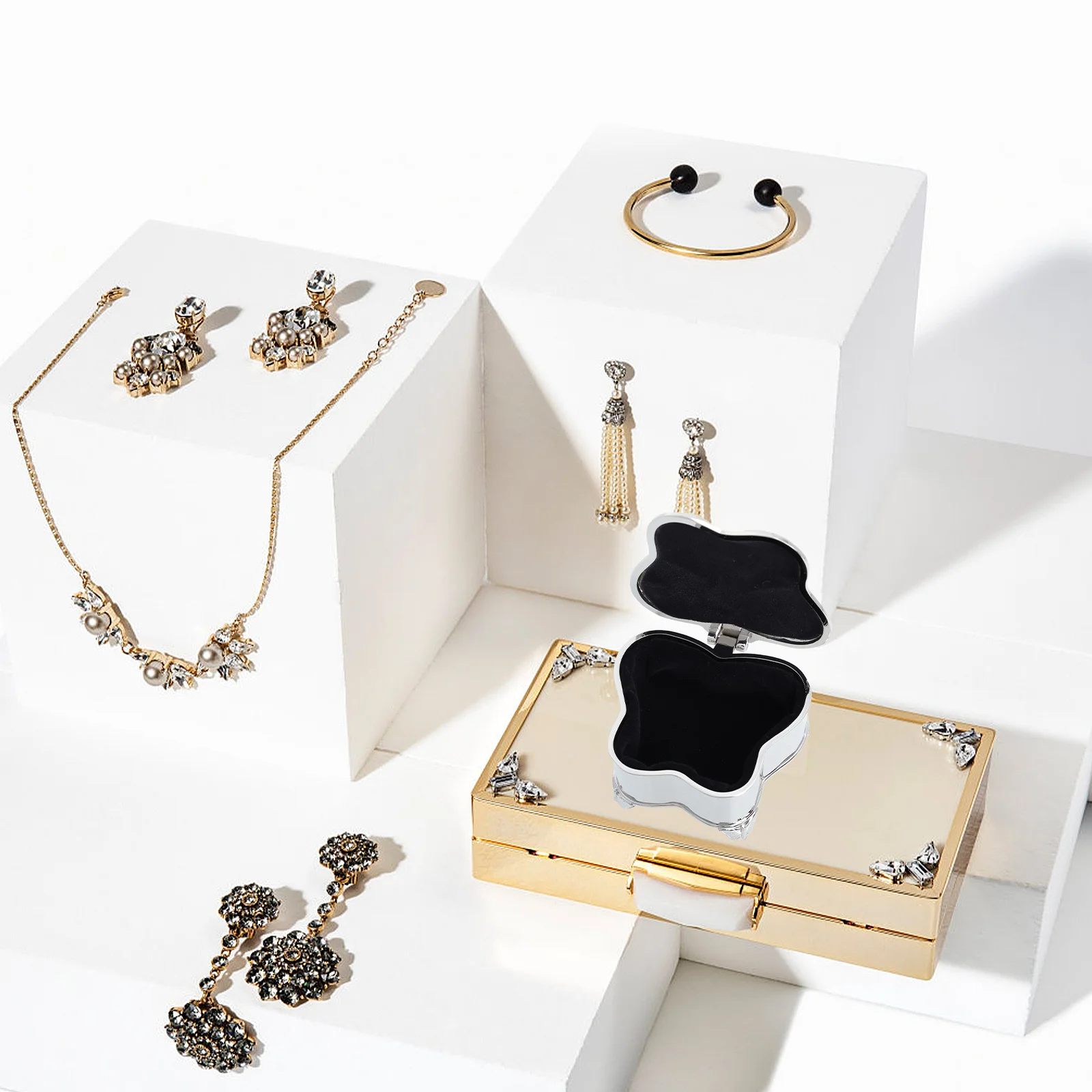 الفراشات سبائك الزنك صندوق مجوهرات ريترو تصميم مجوهرات حقيبة للتخزين للخواتم القلائد هدية أنيقة للنساء #5