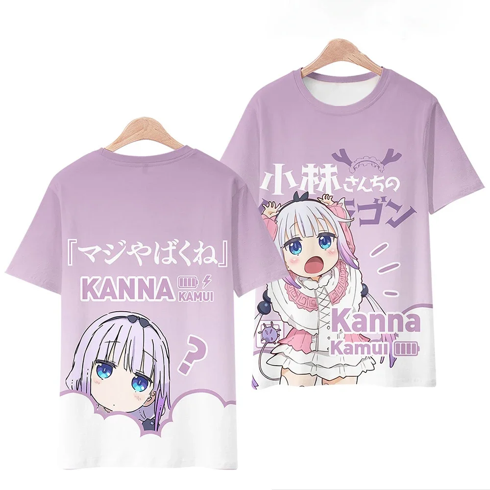 Anime Miss Kobayashi Dragon Maid 3D Print T-Shirts Men Women Fashion Oversized Short Sleeve T Shirt Kids Tees Tops Man Clothing