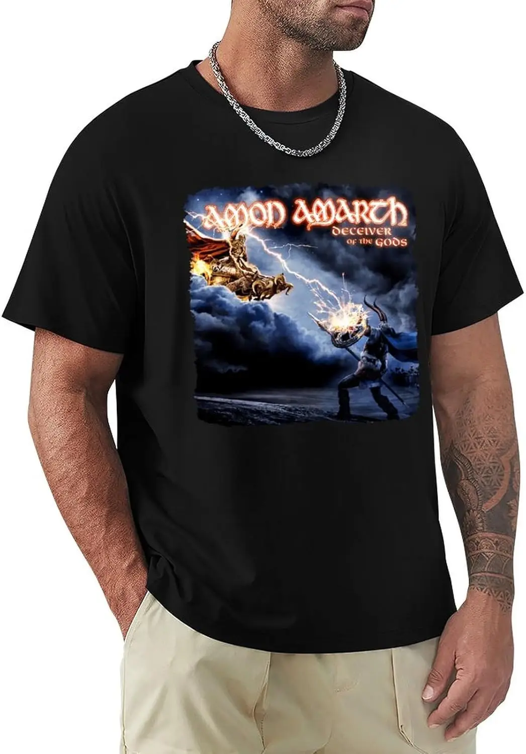 Amon Rock Amarth Metal Band Logo T Shirt Mens Fashion Tee Cotton Loose Short Sleeves Clothes