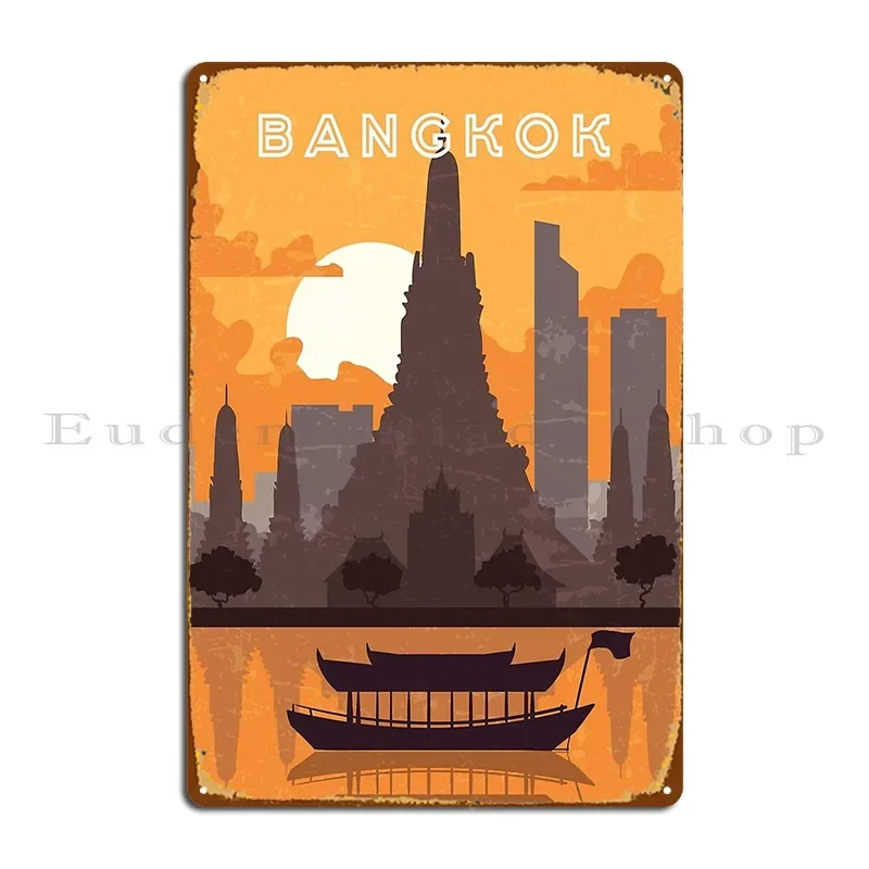 بانكوك تايلاند الرجعية السفر الحد الأدنى ملصق علامة معدنية جدار اللوحة تصاميم حفلة مضحك غرفة المعيشة تين تسجيل ملصق #2