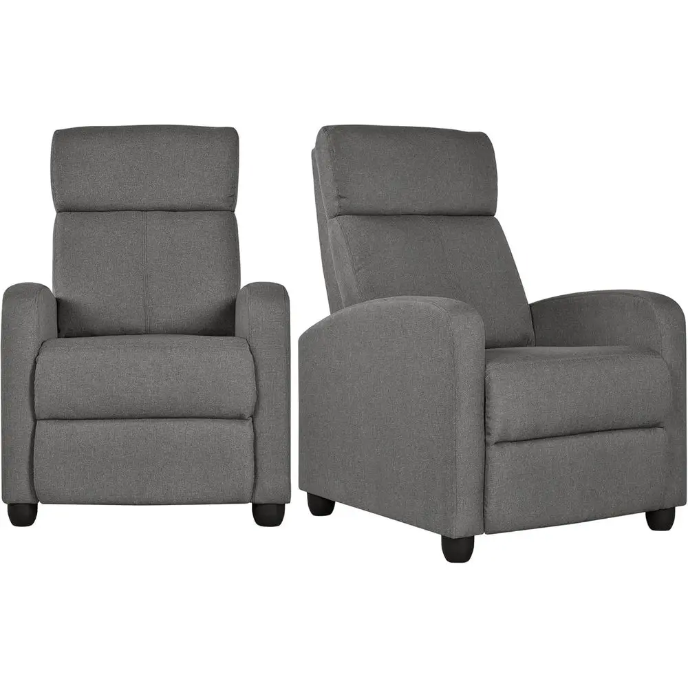Upholstered Reclining Sofa Chair Set of 2 with Spring Support for Living Room and Home Theater, Thick Cushions, Gray