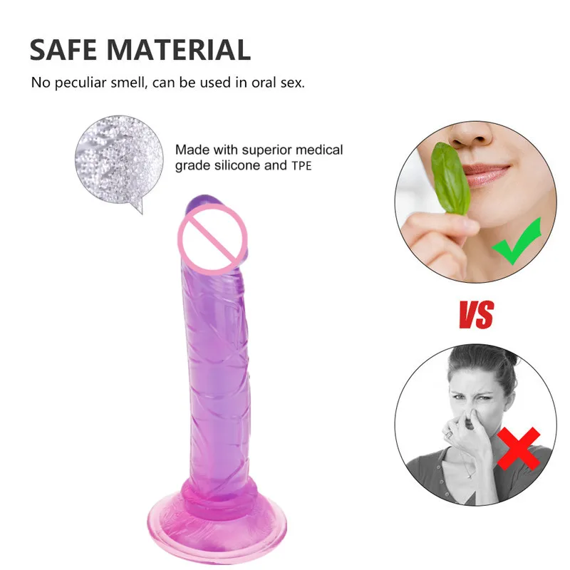 Realistic Dildo Soft Jelly Crystal Dildos With Strong Suction Cup Women Masturbator Vaginal Anal Stimulator Sex Toys for Couples