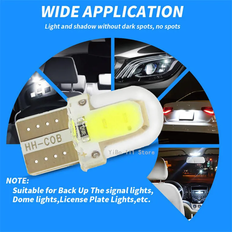 5/10/50/200 قطعة الأبيض لوحة ترخيص مُضاء لمبات كهربائية W5W T10 COB 4SMD السيارات وقوف السيارات التخليص مصباح Canbus السيليكا مشرق إسفين #4