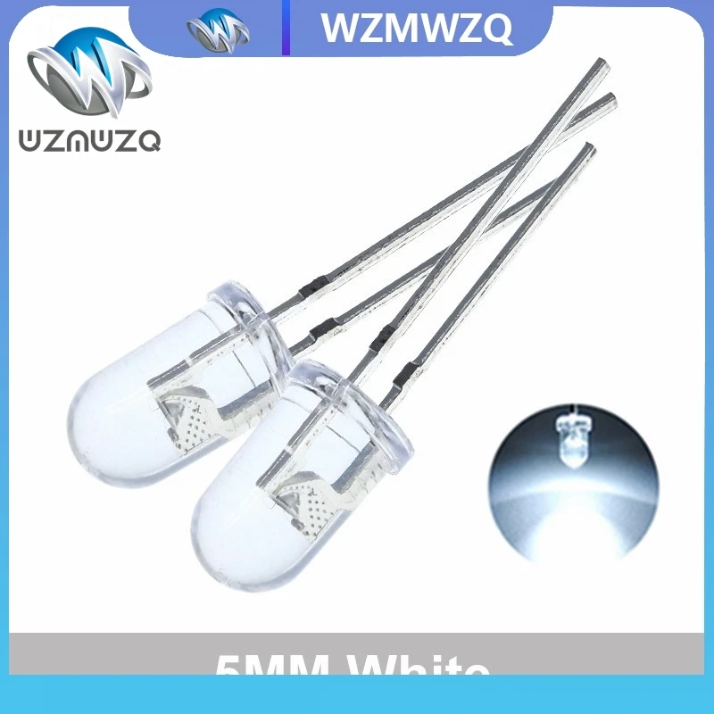 5 colors x20pcs =100pcs F5 5MM Round Yellow White Red Green Blue Diffused Round DIP Diode LED Lamp Light