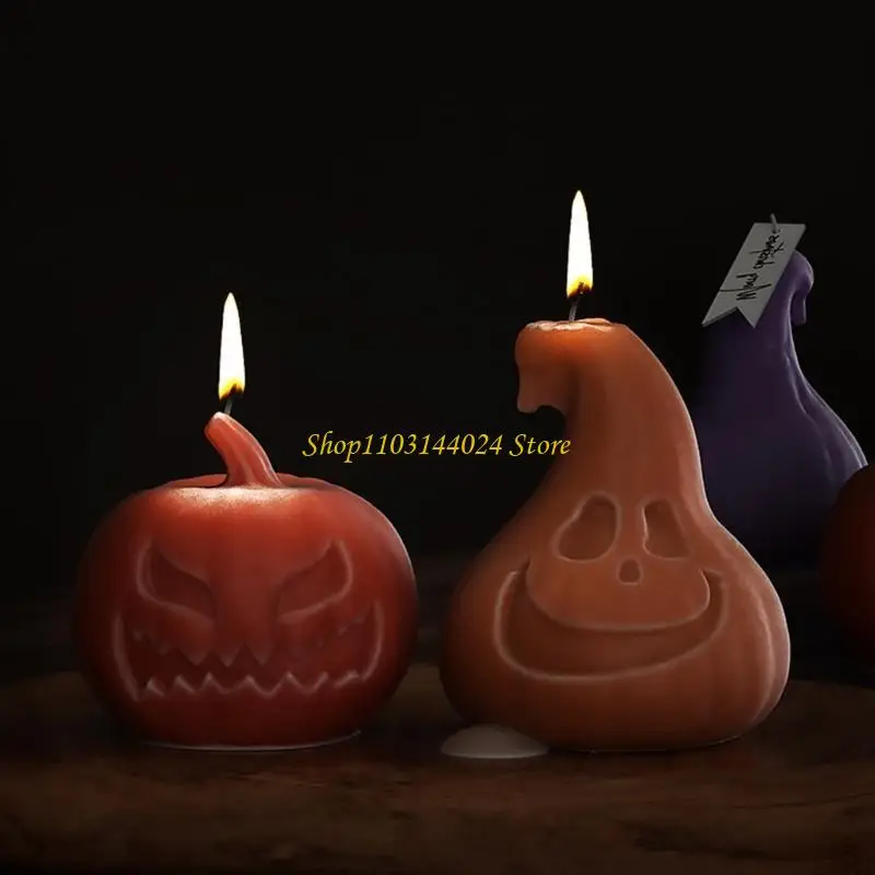 N5KE 1/2x Smilings Pumpkin Molds Angry Pumpkin Scenteds Silicone Molds Halloween Aromatherapys Epoxy Mold Craft
