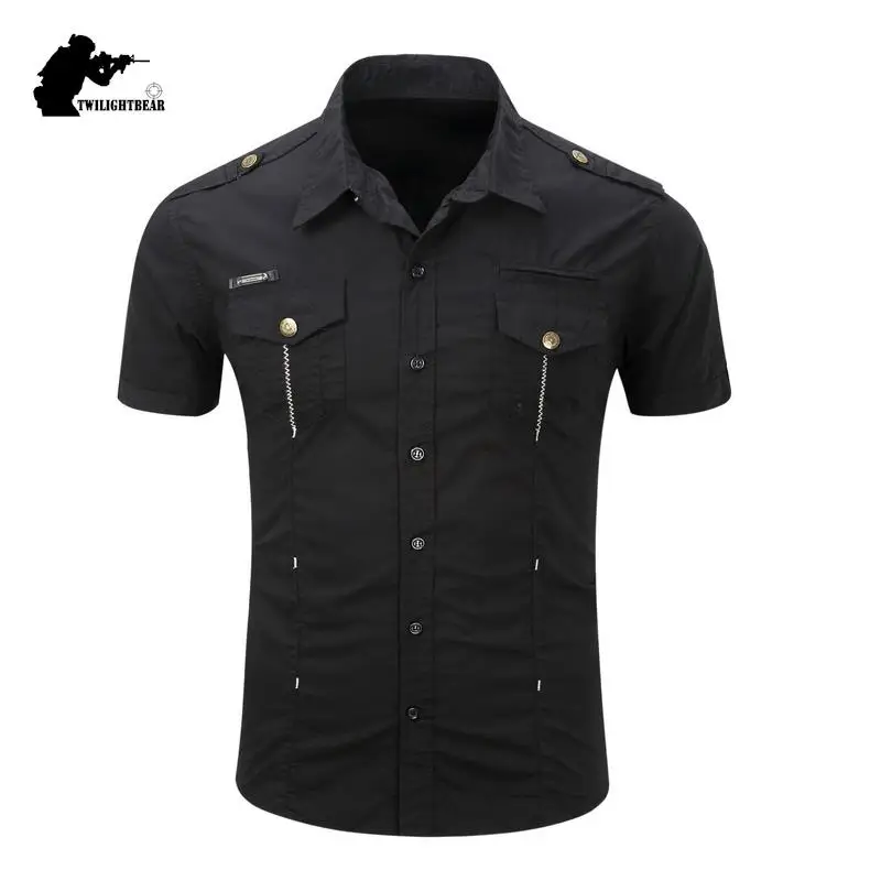 Summer Men\'s Shirts Short Sleeve Overshirt Male Plus Size Pure Cotton Casual Shirt Men Clothing Oversized Hunting Blouse A2F1558