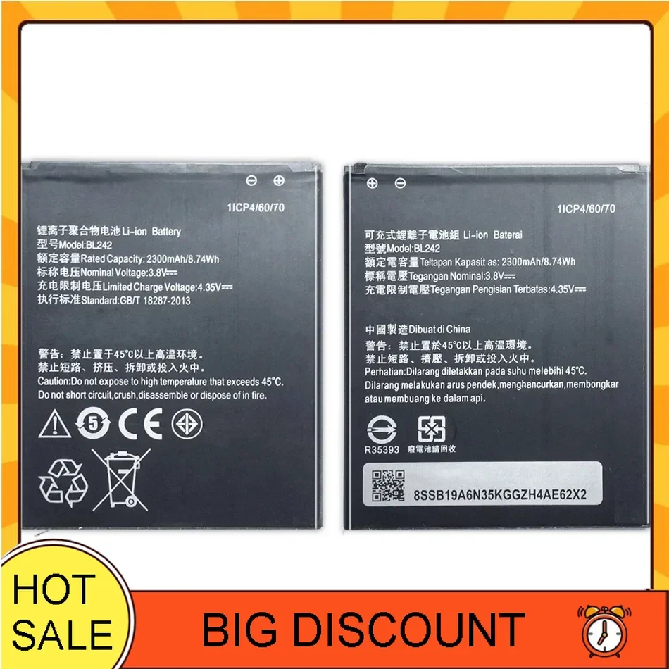 

BL242 2300mAh For Lenovo A6000 A6010 Plus K3 k30 Lemeng K3 K30-T K30-W Mobile Phone Battery Reliable Replacement