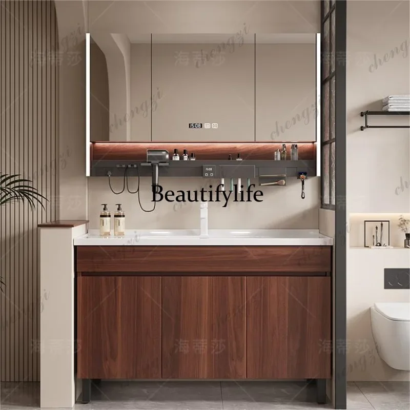 9344 New Chinese bathroom cabinet ceramic integrated basin wash basin cabinet combination custom 65/75/85/95/105/115cm