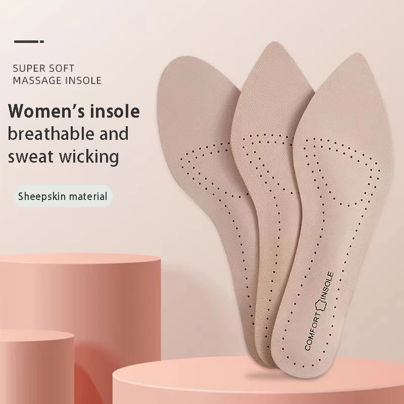 1 Pair Leather Sandal Insoles for Women Comfortable Soft Bottom Shoes Pads Non Slip Breathable and Pasteable High-heeled Cushion