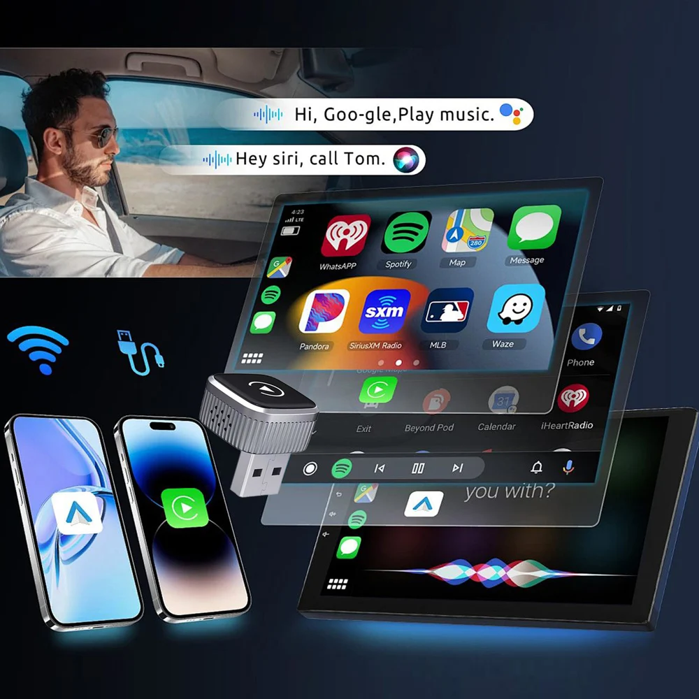 2026 Mini Wireless CarPlay Adapter Upgrade Wired to Wireless for CarPlay & Android Auto Plug and Play Fast Auto-Reconnect Stable